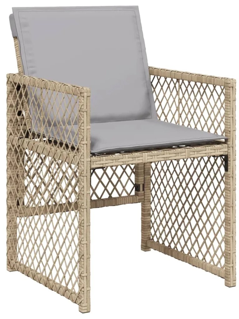 13 pcs conjunto de jantar p/ jardim com almofadões vime PE bege