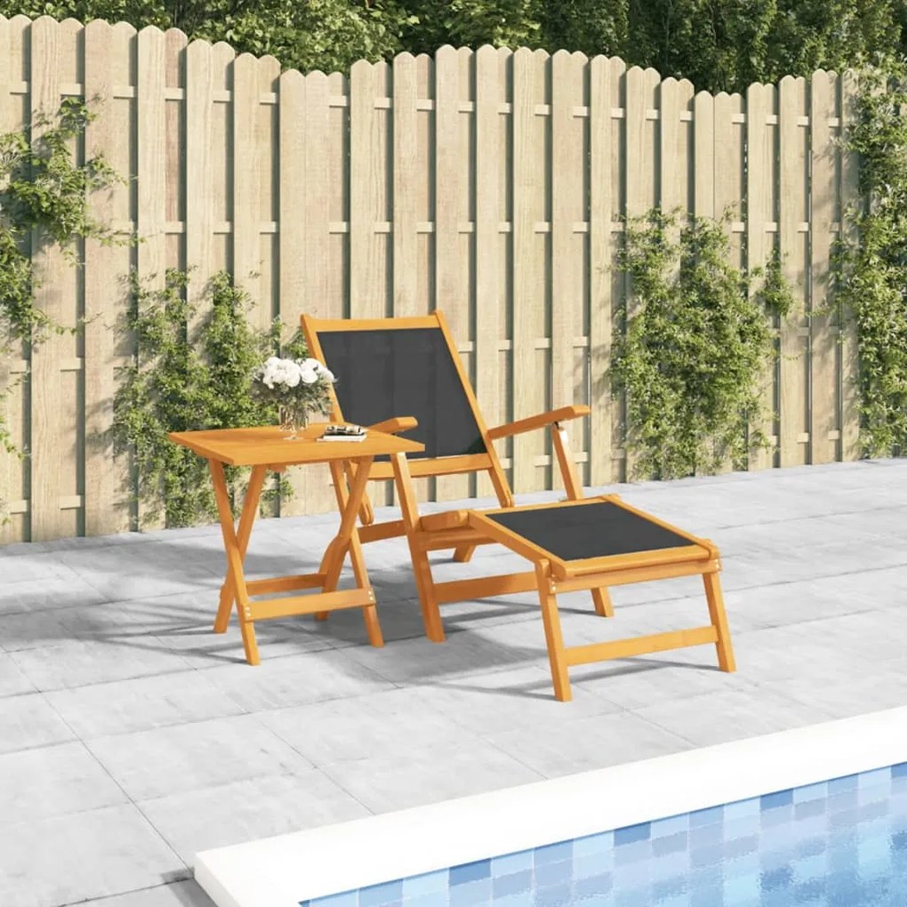 vidaXL Cadeira de terraço p/ exterior c/ mesa acácia maciça/textilene