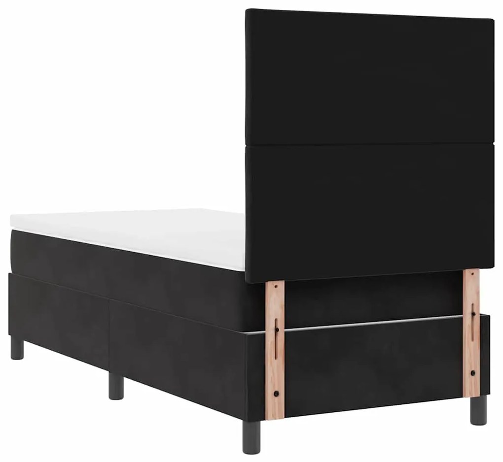 Cama Box com Colchão e LED preto 90x190 cm veludo