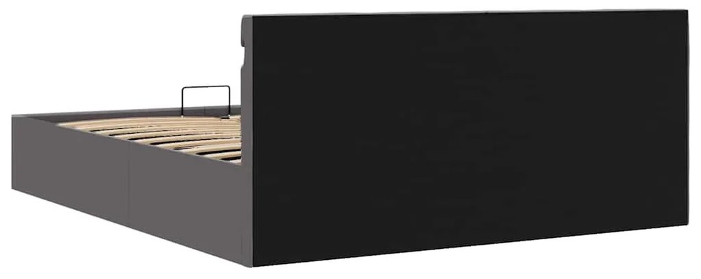 Cama hidráulica c/ arrumação LED 180x200cm couro art. cinzento