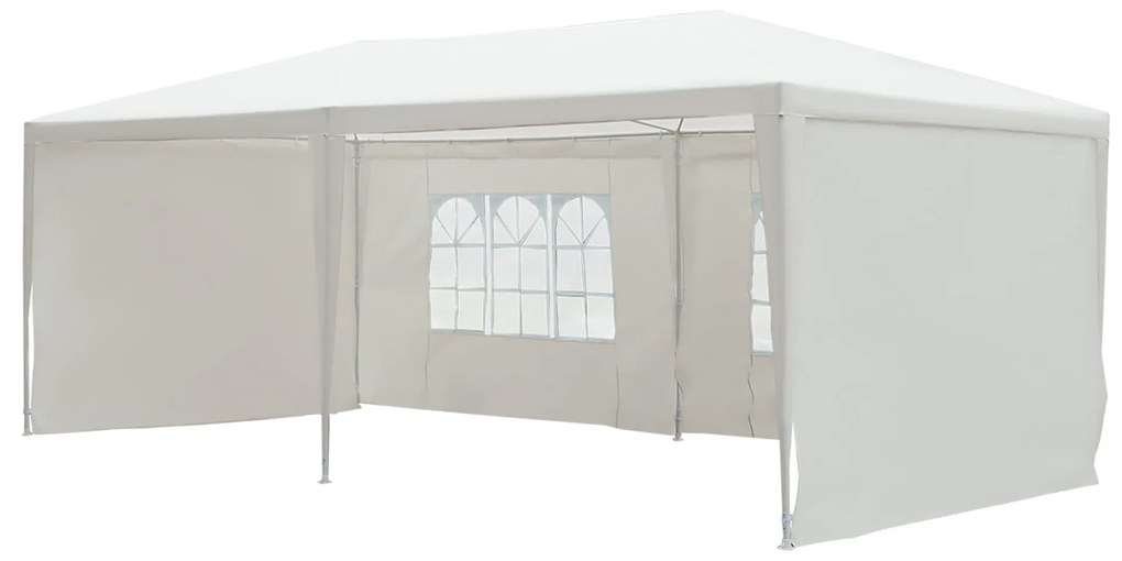 Outsunny Tenda para Festas 5,83x2,95x5,55m com 4 Paredes Laterais e 2 Janelas Tenda de Exterior com Estrutura de Aço para Festas Eventos Casamentos Branco