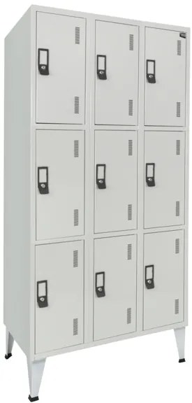 Cacifos Metálicos Triplo Cinza 9 Cacifos 1900x900x500mm Standard