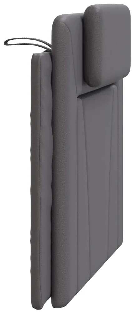 Almofadão de cabeceira 100 cm couro artificial cinzento