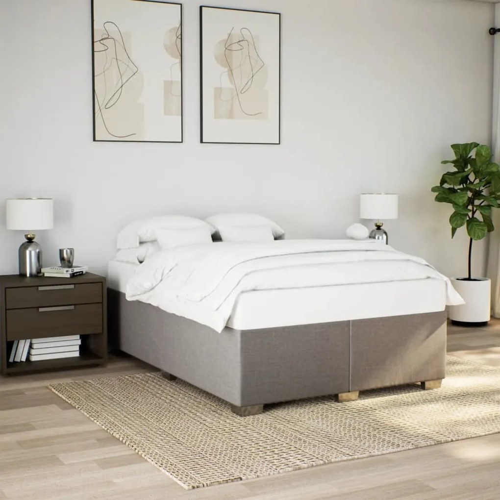 Cama com molas/colchão 140x190 cm tecido castanho-acinzentado
