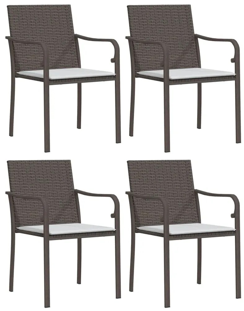 5 pcs conjunto de jantar p/ jardim c/ almofadões vime PE e aço