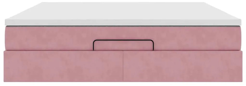 Estrutura de cama otomana com colchão 180x200 cm veludo rosa