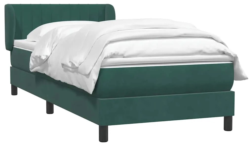 Cama com molas/colchão verde-escuro 80x220 cm veludo