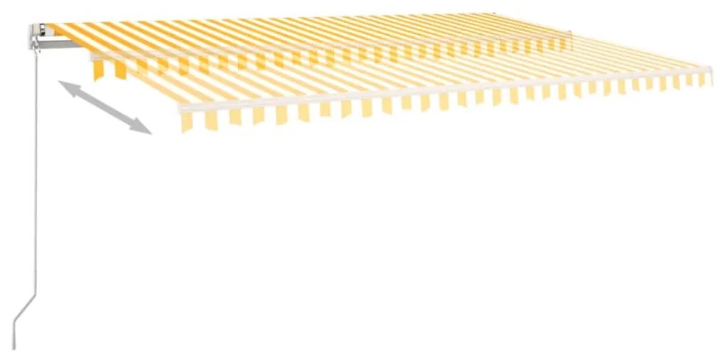 Toldo retrátil manual com LED 500x350 cm amarelo e branco