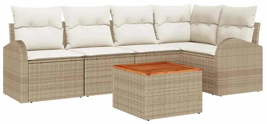 Conjunto de Sofá de Jardim 6 pcs Bege, branco Grande