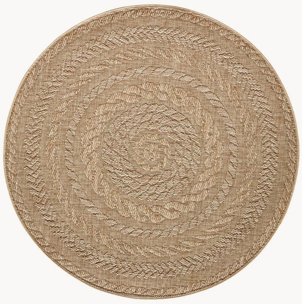 Tapete redondo de pelo curto para interior e exterior Almendro