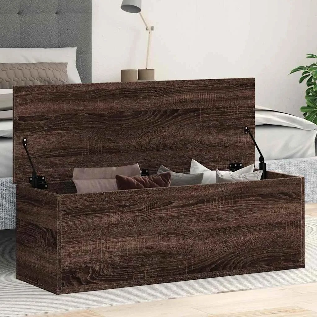 vidaXL Caixa de arrumação 102x35x35cm deriv. madeira carvalho castanho