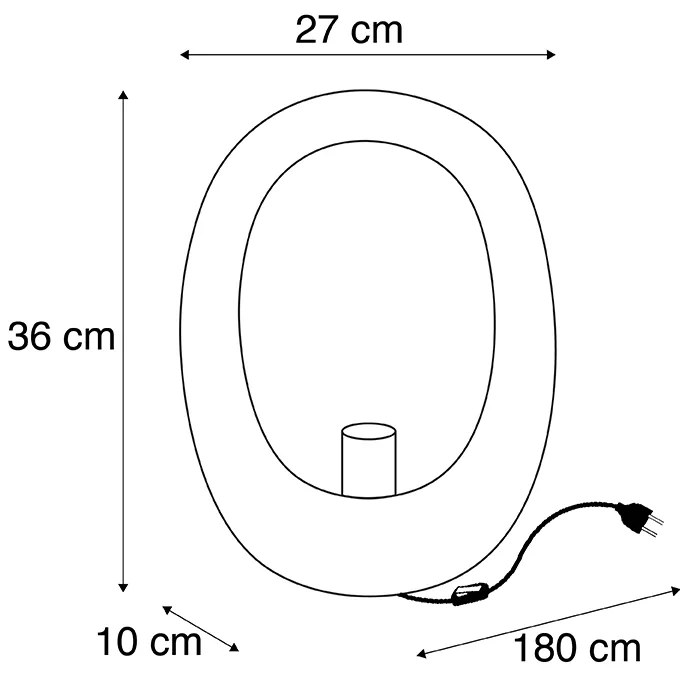 Candeeiro de mesa design preto com interior dourado 36 cm - Cova Design