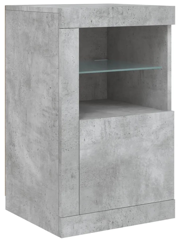 Aparador com luzes LED 163x37x67 cm cinzento cimento