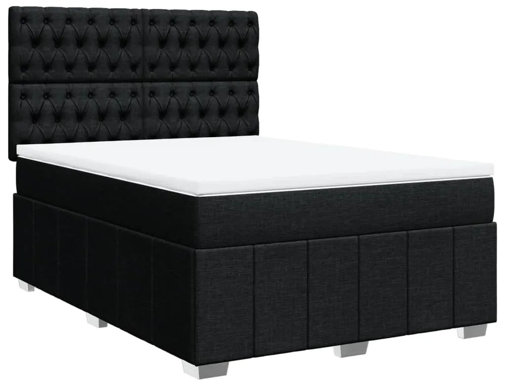 Cama com molas/colchão 140x200 cm tecido preto