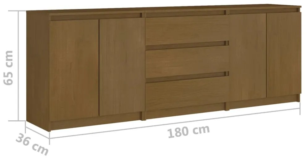 Móvel de apoio 180x36x65 cm pinho maciço castanho mel