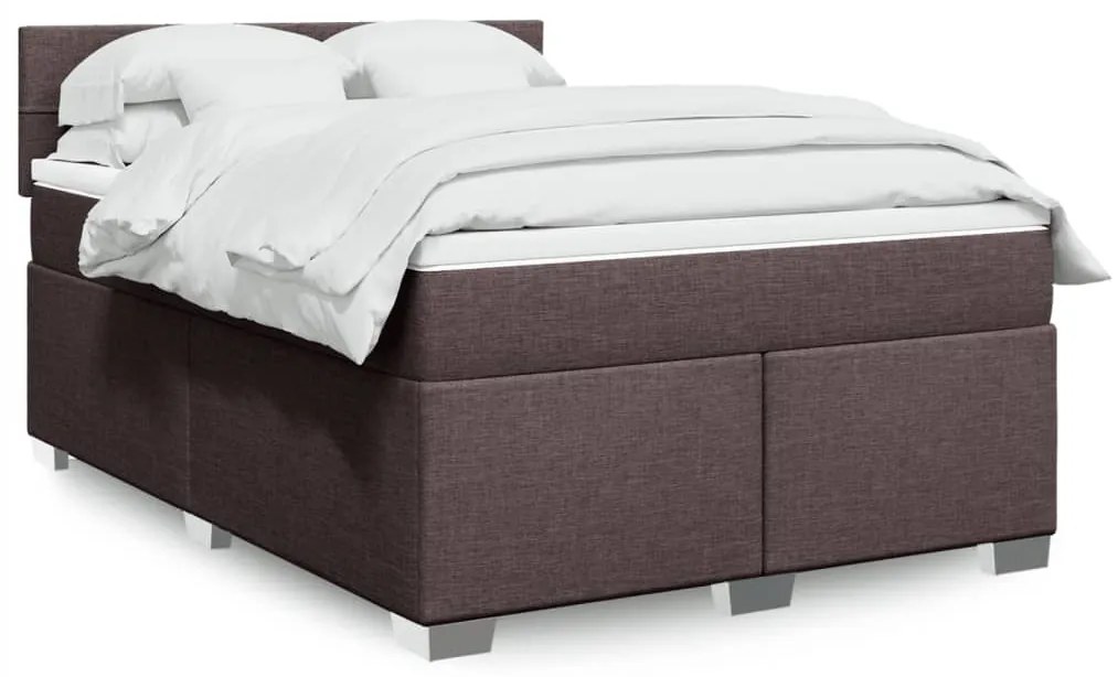 vidaXL Cama com molas/colchão 140x200 cm tecido castanho-escuro