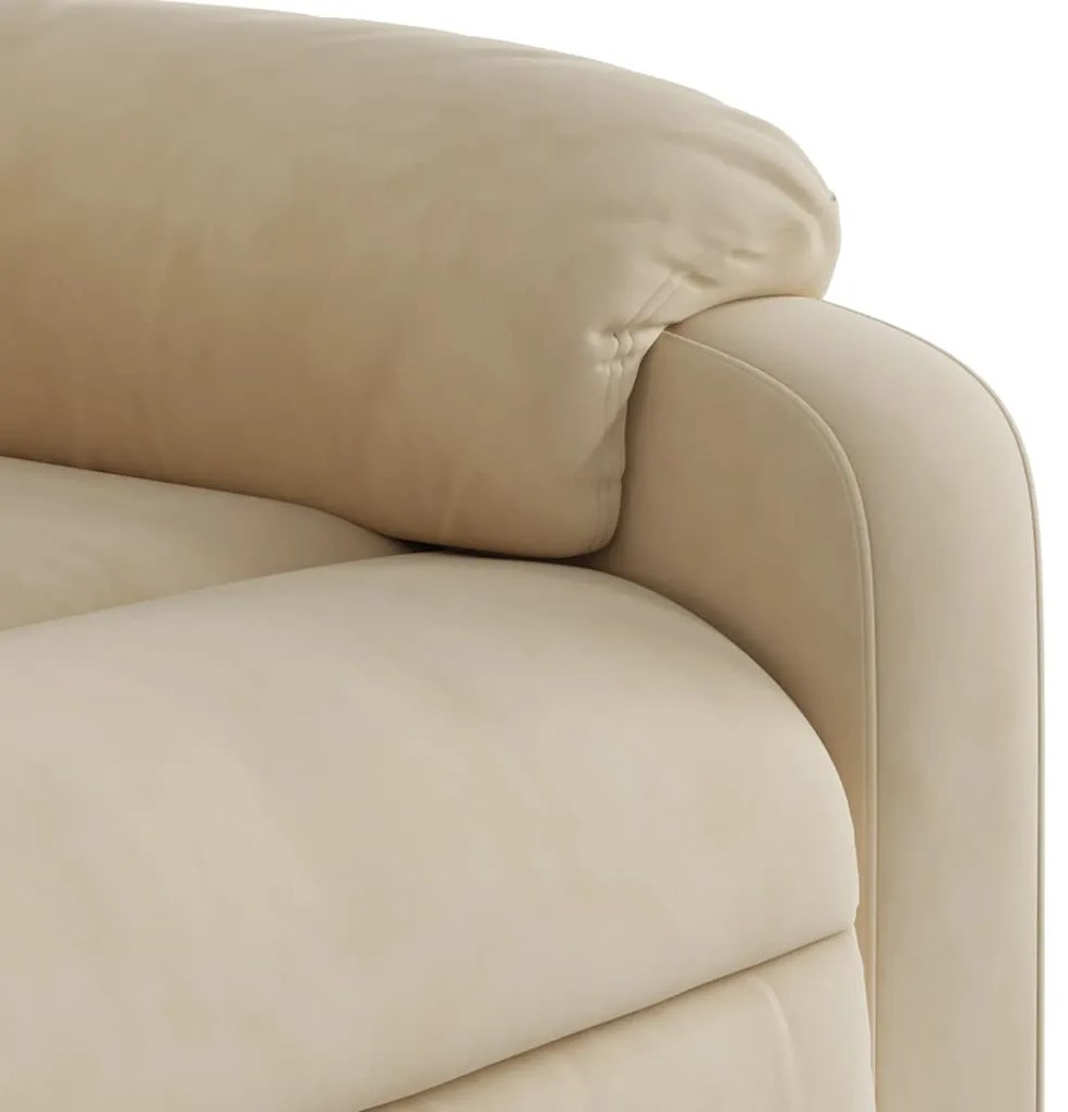 Poltrona de massagens reclinável tecido de microfibra creme