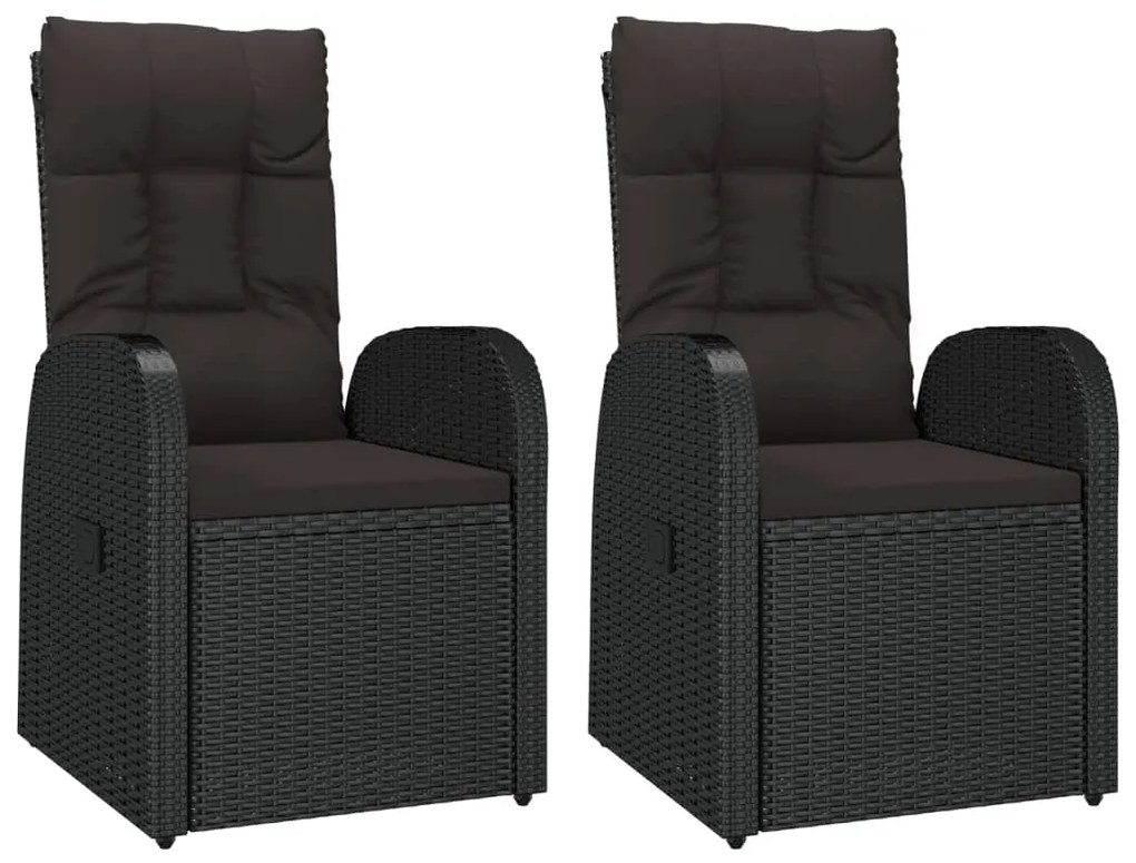 3 pcs conjunto lounge de jardim vime PE e aço preto