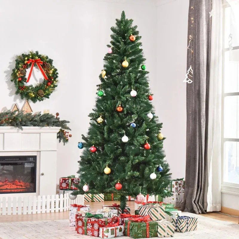 HOMCOM Árvore de Natal Artificial 210cm Ignífuga com 1064 Ramas com 2