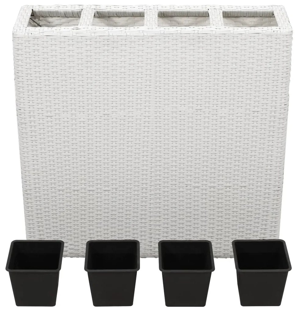 Floreira com 4 vasos vime PE branco