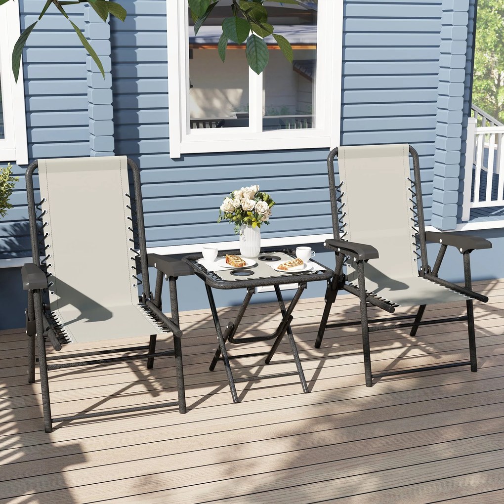 Conjunto de Mesa e Cadeiras de Jardim Móveis de Exterior Dobrável com
