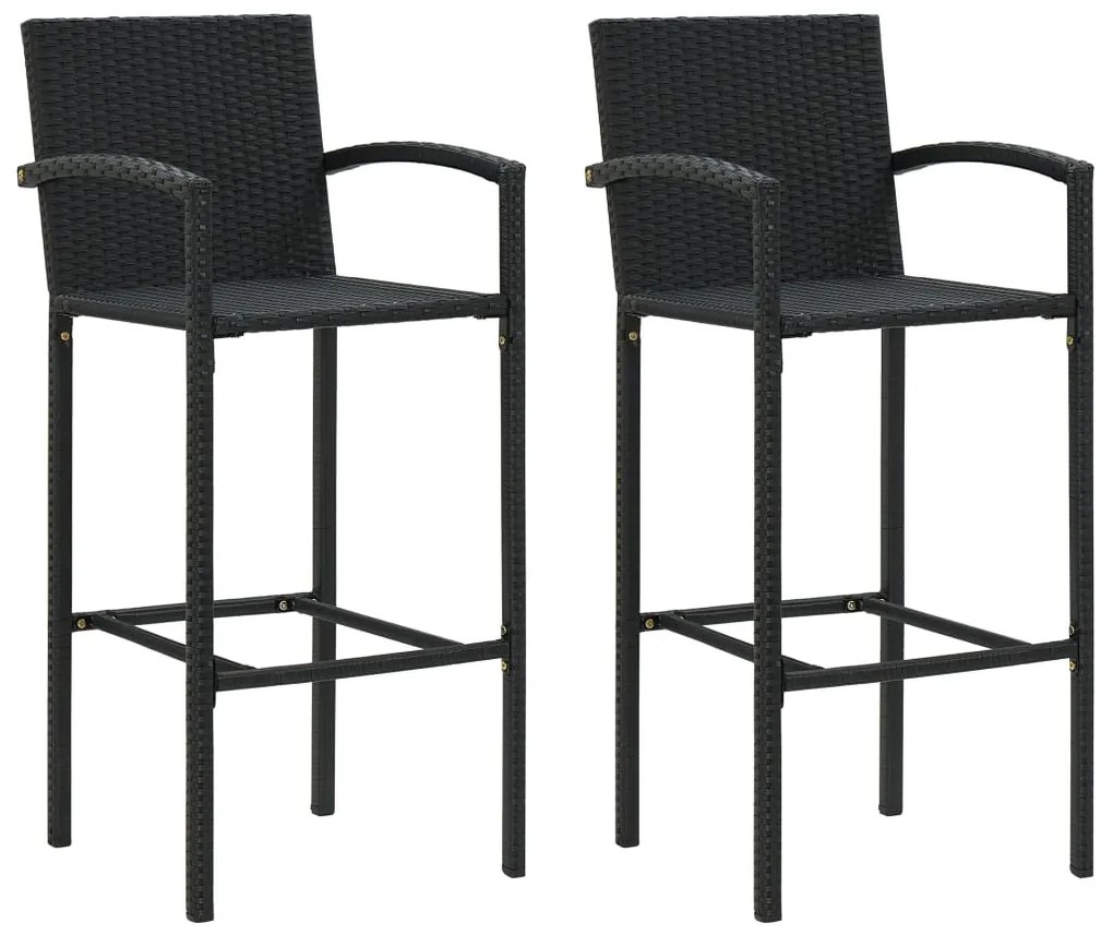 vidaXL Bancos de bar 2 pcs vime PE preto