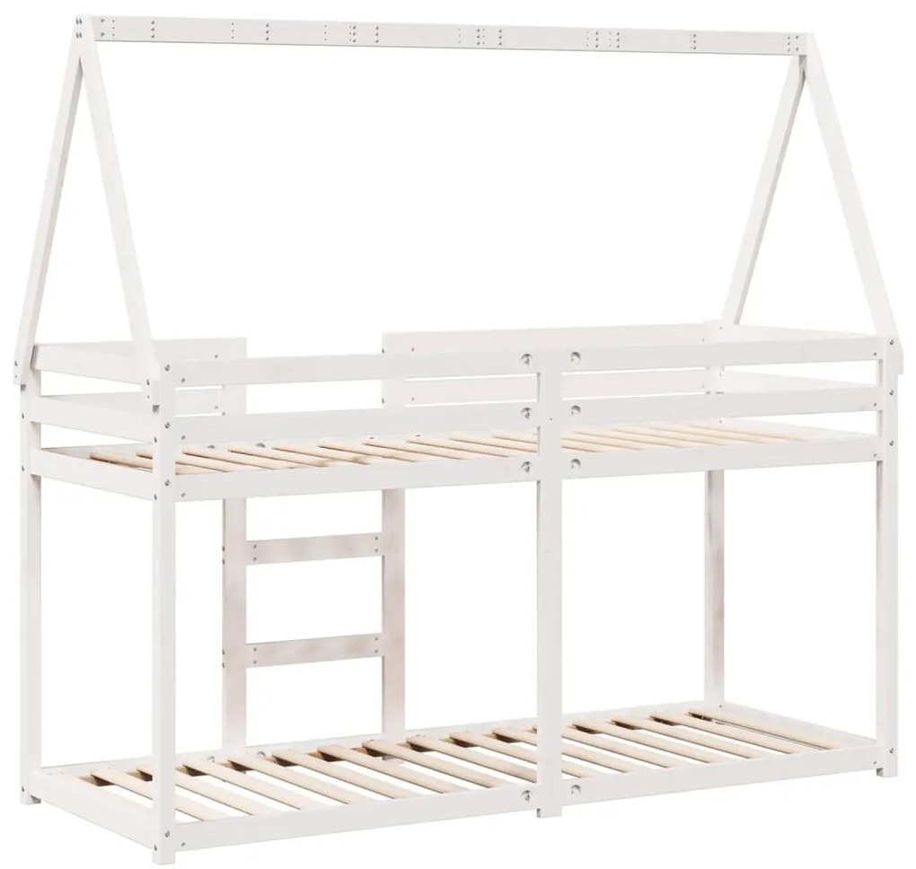Beliche com telhado 90x190 cm madeira de pinho maciça branco