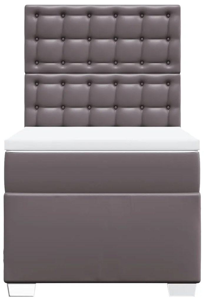 Cama com molas/colchão 80x200 cm couro artificial cinza
