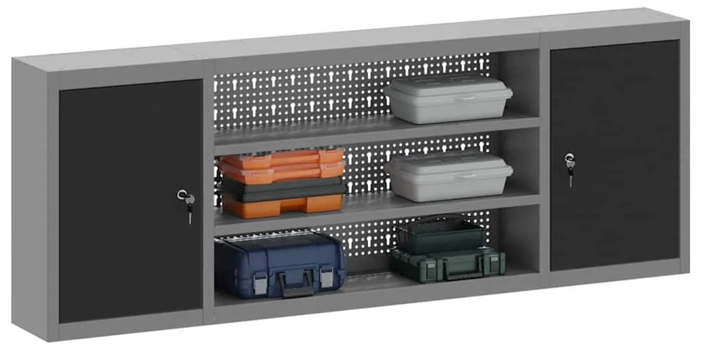 Armário para Ferramentas VidaXL Parede com Painel de Ferramentas Preto
