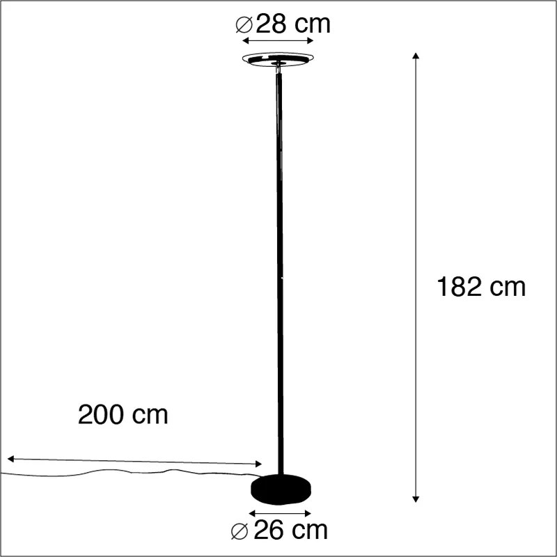 Candeeiro de pé moderno preto com LED e dimmer tátil - Hanz Moderno