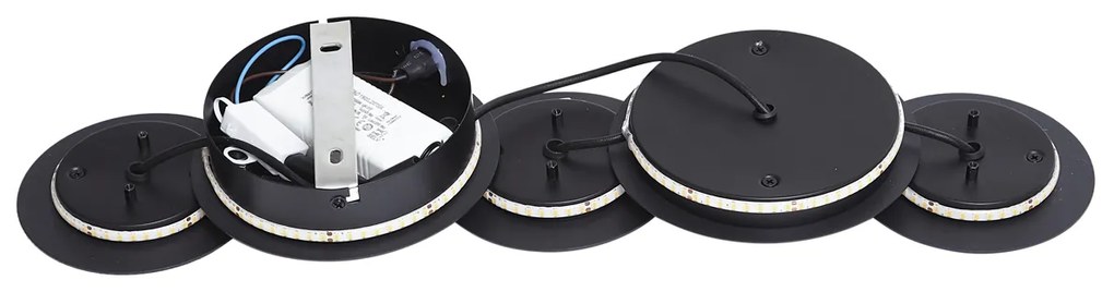 Candeeiro de Parede Moderno Preto com Dourado incl. LED 3 Níveis de Dimmerizável 5-Luzes - Sunrise 3 Moderno