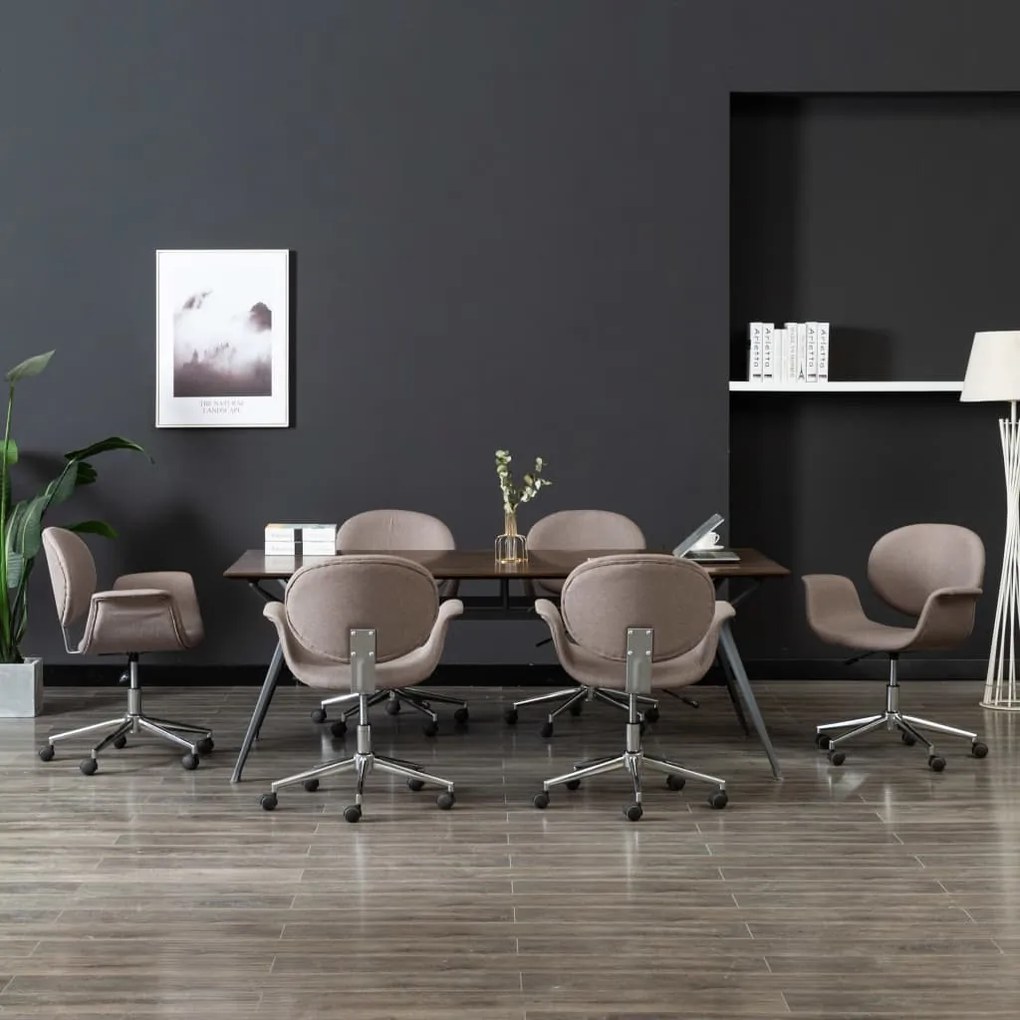 vidaXL Cadeiras de jantar giratórias 6 pcs tecido cinzento-acastanhado