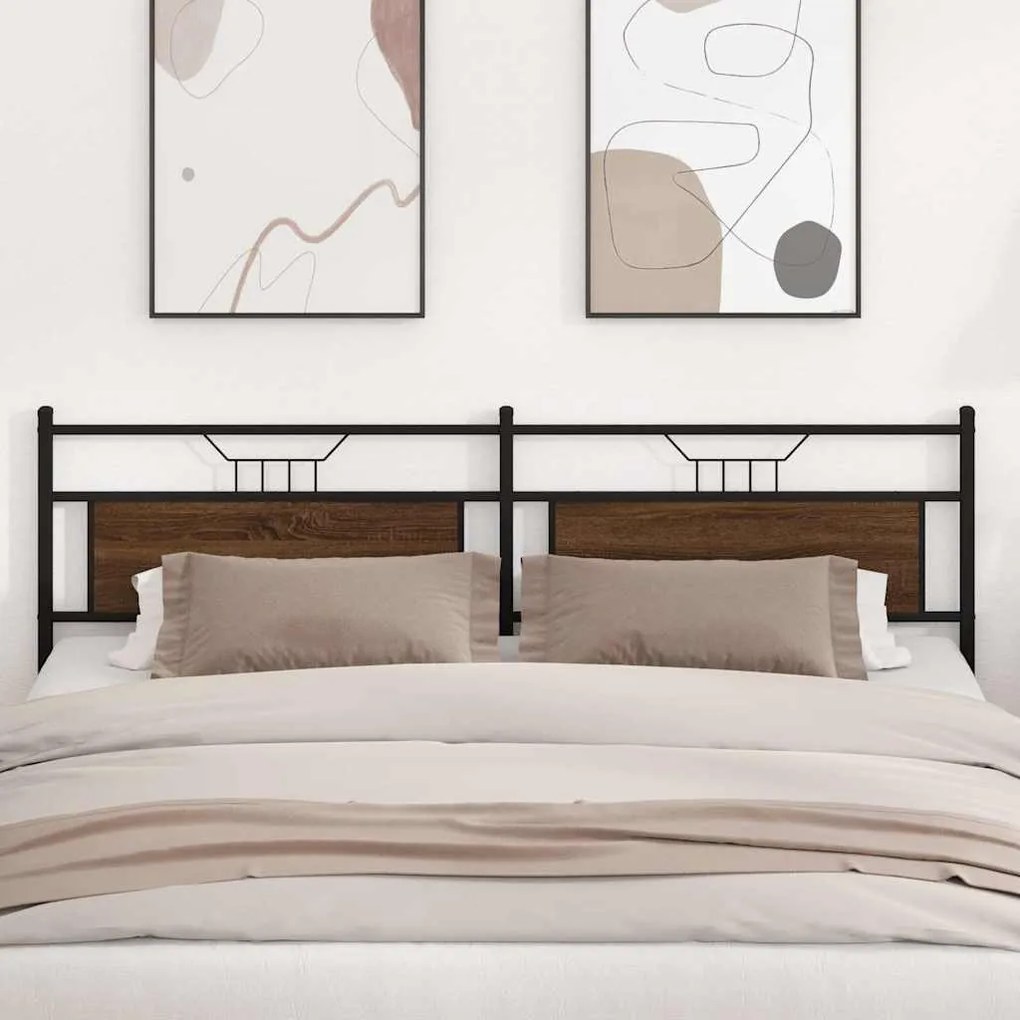 vidaXL Cabeceira de cama 200cm derivados madeira/aço carvalho castanho