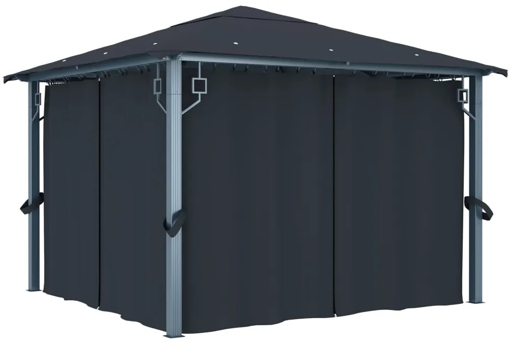 Gazebo com cortina 300x300 cm alumínio antracite