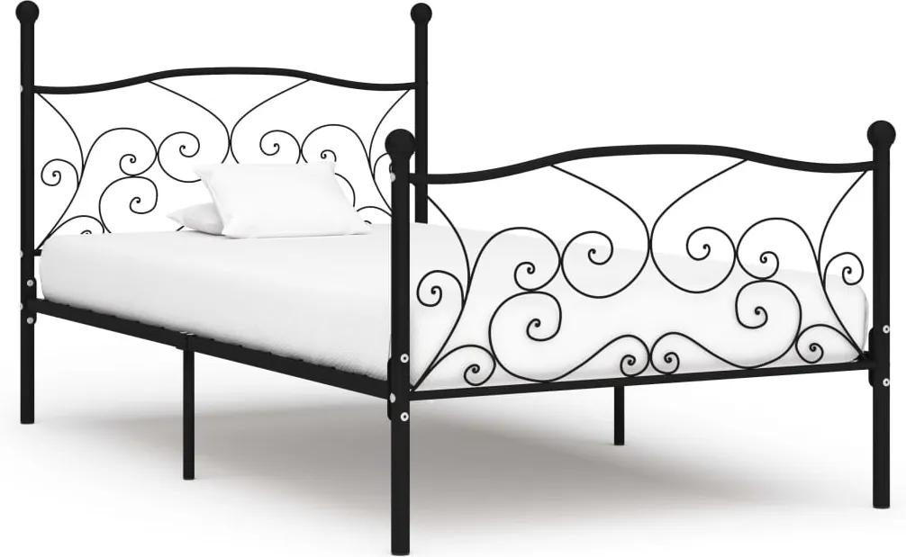 Estrutura de cama com estrado de ripas 90x200 cm metal preto
