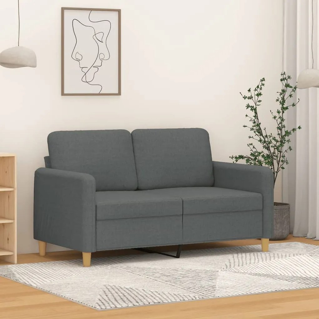 vidaXL Sofá de 2 lugares em tecido 120 cm cinzento-escuro
