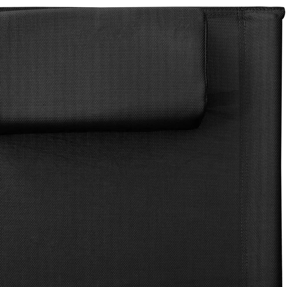 Espreguiçadeira textilene preto e cinzento