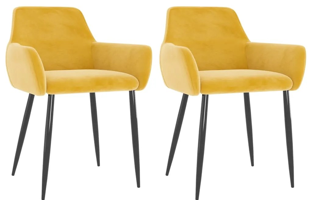 vidaXL Cadeiras de jantar 2 pcs veludo amarelo mostarda