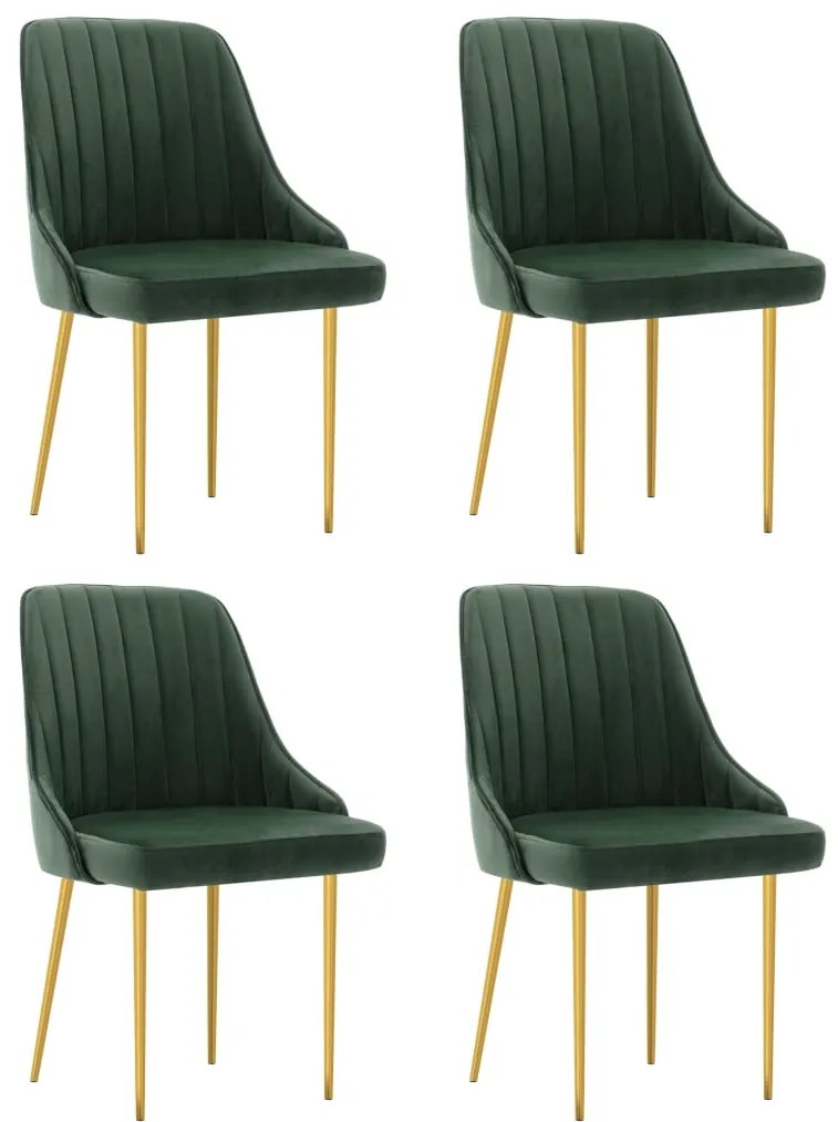 vidaXL Cadeiras de jantar 4 pcs veludo verde-escuro