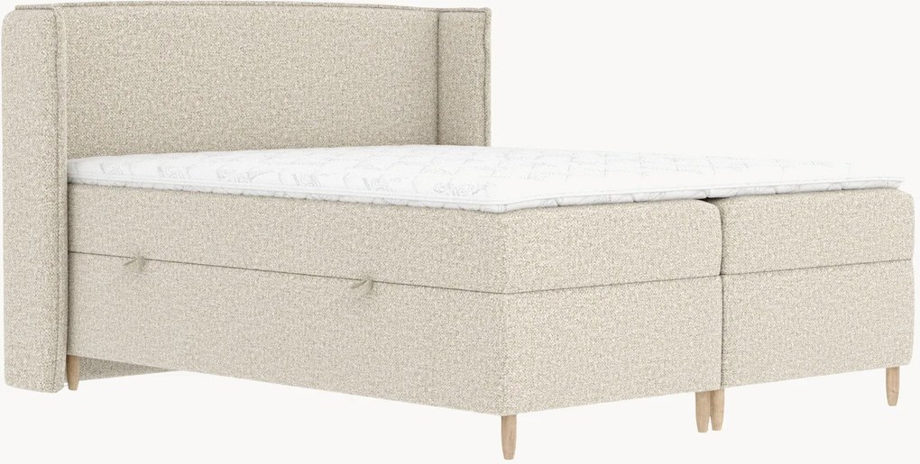 Cama divã em bouclé artesanal com arrumação Segni, H4