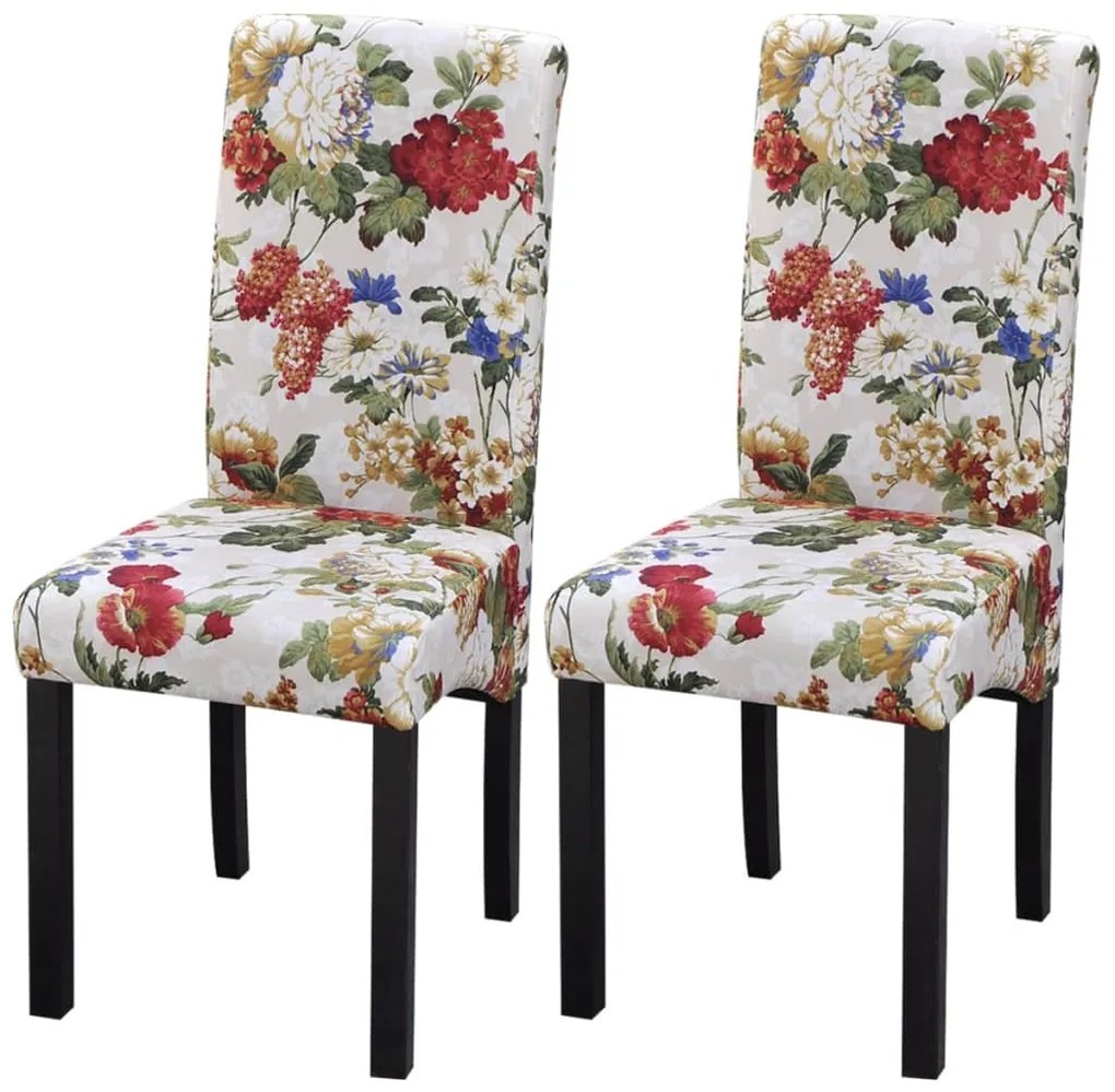 vidaXL Cadeiras de jantar 2 pcs tecido multicor