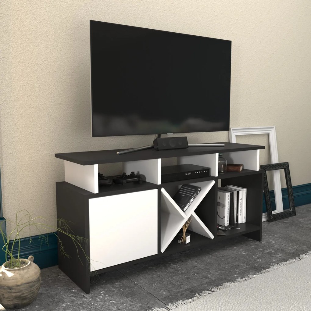 Móvel TV Auburn – Antracite e Branco – 120x29,9x60,6 cm