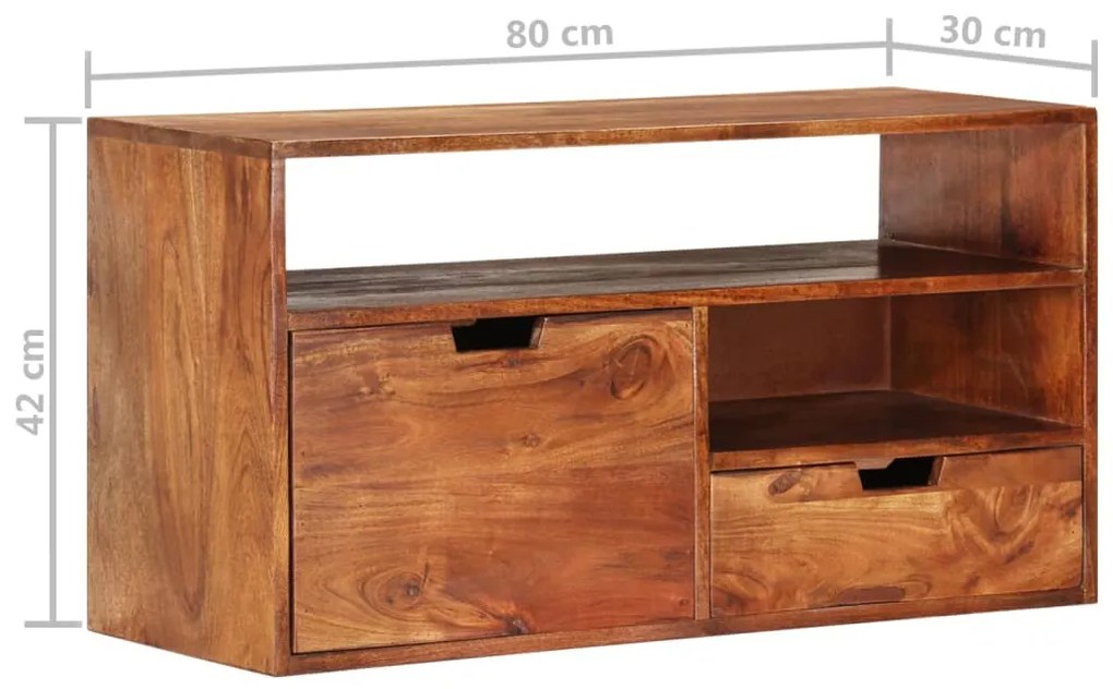 Móvel de TV 80x30x42 cm madeira de acácia maciça