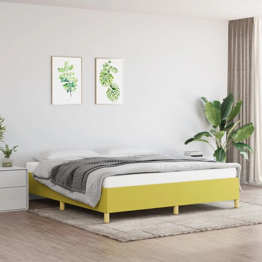 vidaXL Estrutura de cama com molas 180x200 cm tecido verde