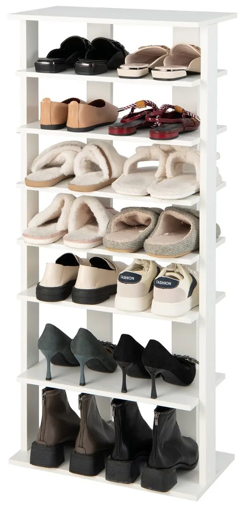 Sapateira Vertical de 7 Camadas Torre de Armazenamento Sapateira Painel Removível Multicamadas 47 x 25,5 x 110 cm Branco