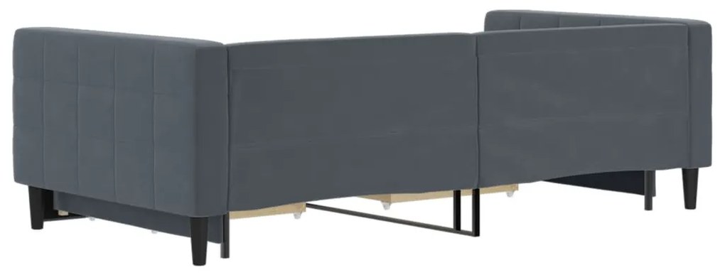 Sofá-cama c/ gavetão e gavetas 100x200cm veludo cinzento-escuro