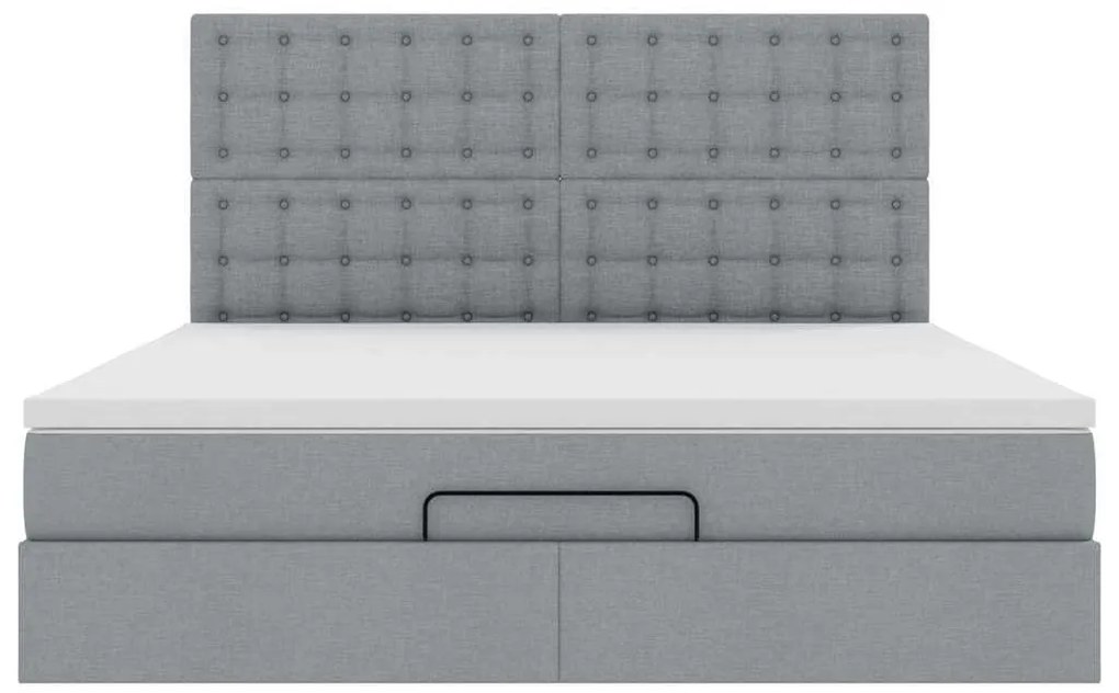 Estrutura cama otomana colchão 160x200 cm tecido cinzento claro