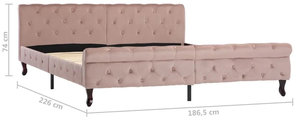 Estrutura de cama 180x200 cm veludo cor-de-rosa