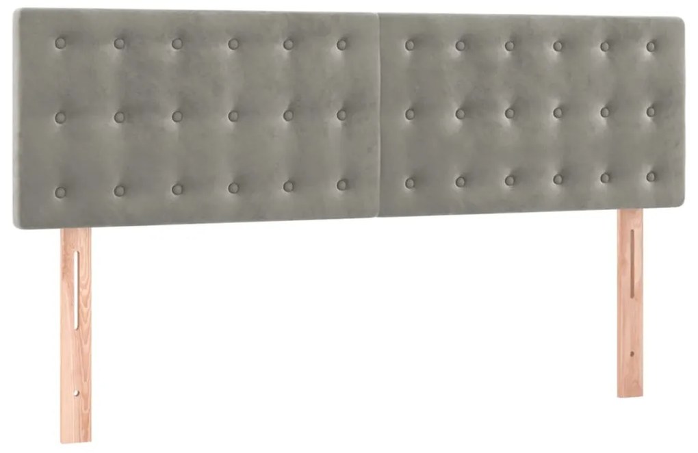 Cama box spring c/ colchão/LED 140x200 cm veludo cinzento-claro