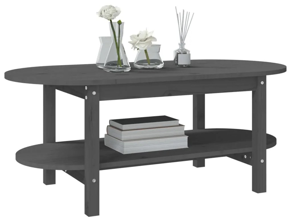 Mesa de centro 110x55x45 cm madeira de pinho maciça cinzento